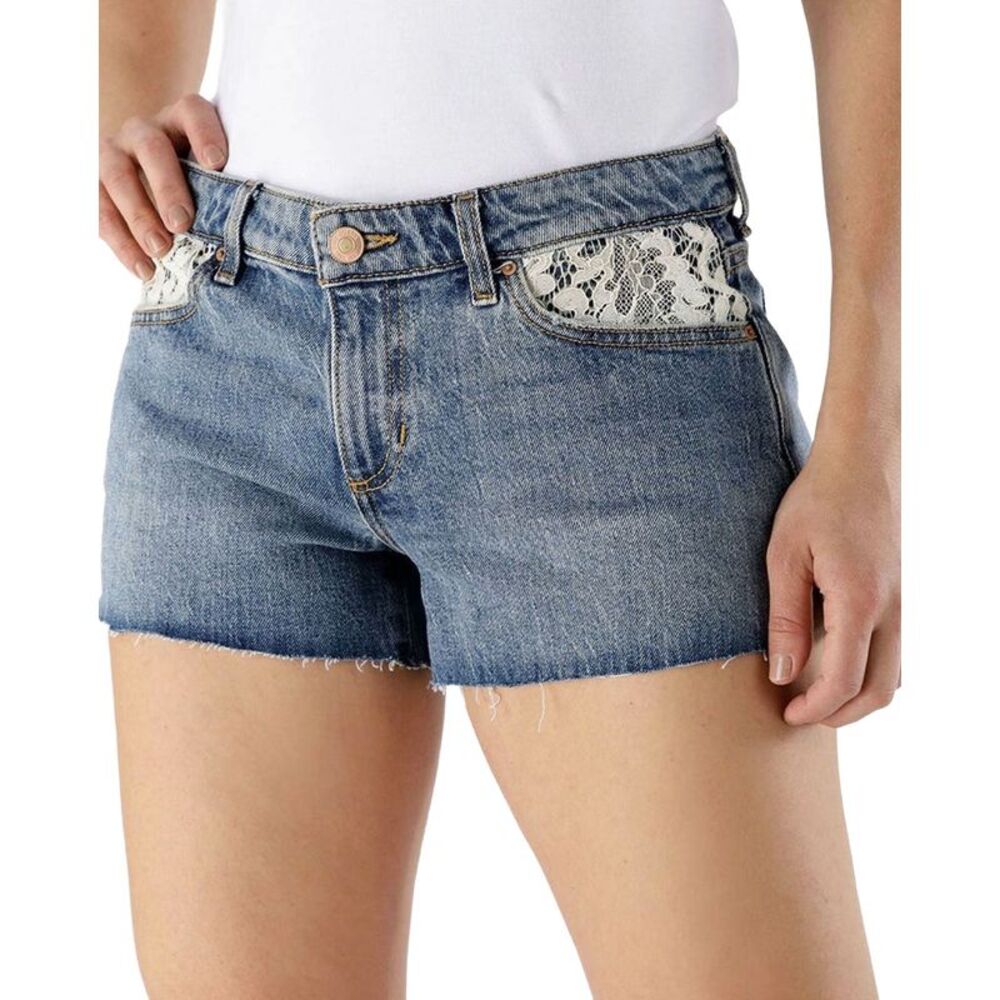 Guess Womens Katie Lace-Trimmed Denim Shorts 31 Andersen - NWT $98